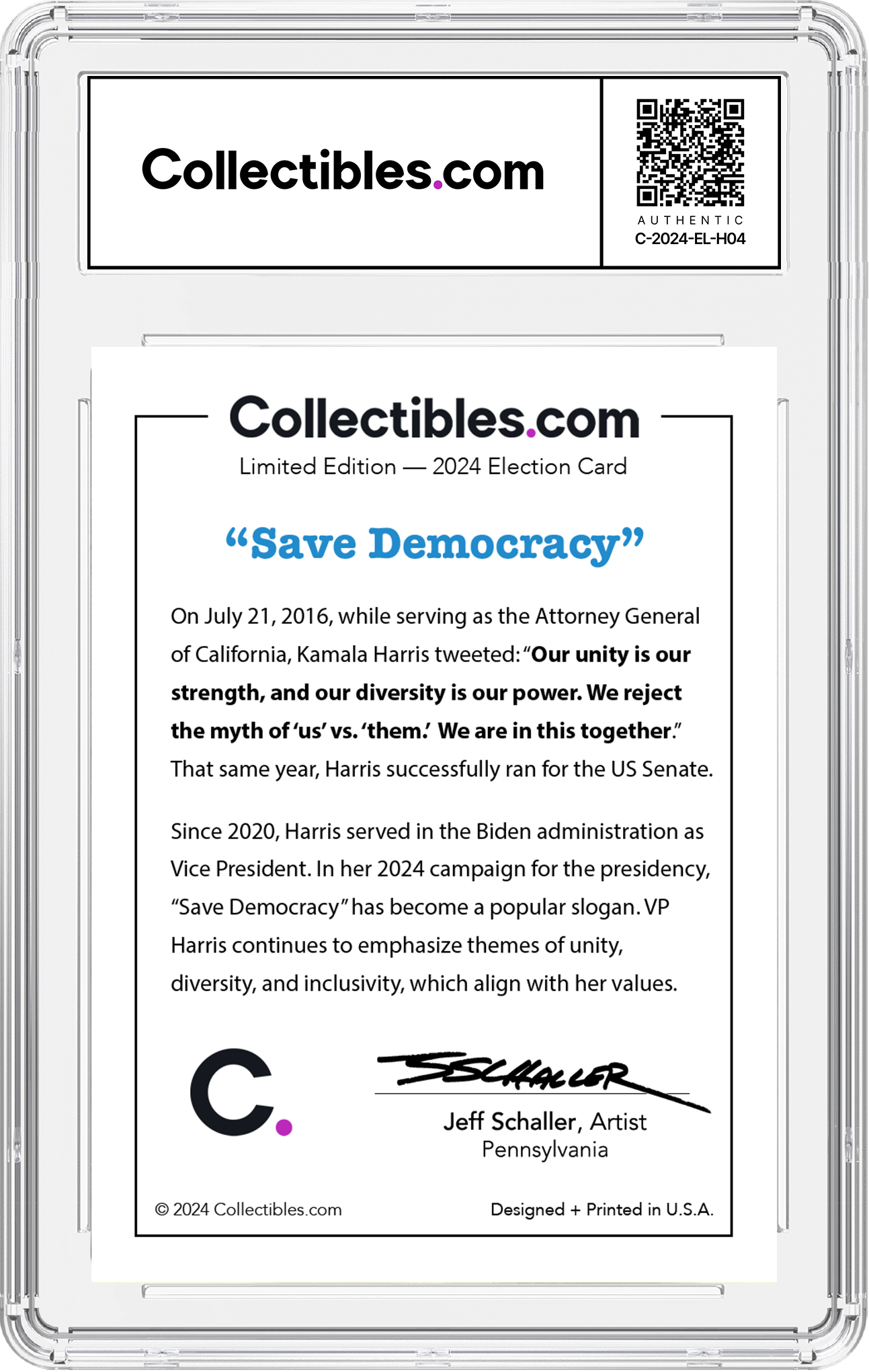 Kamala Harris "Save Democracy" - Collectors Edition