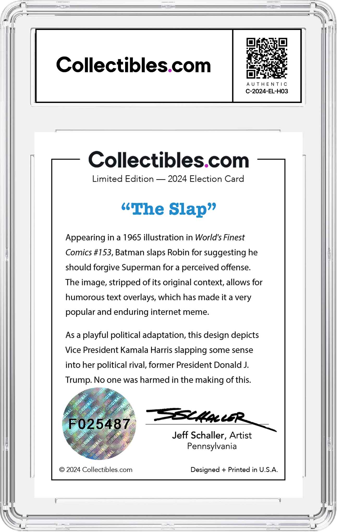 Kamala Harris "The Slap" Limited Edition - Hologram Serial Numbered