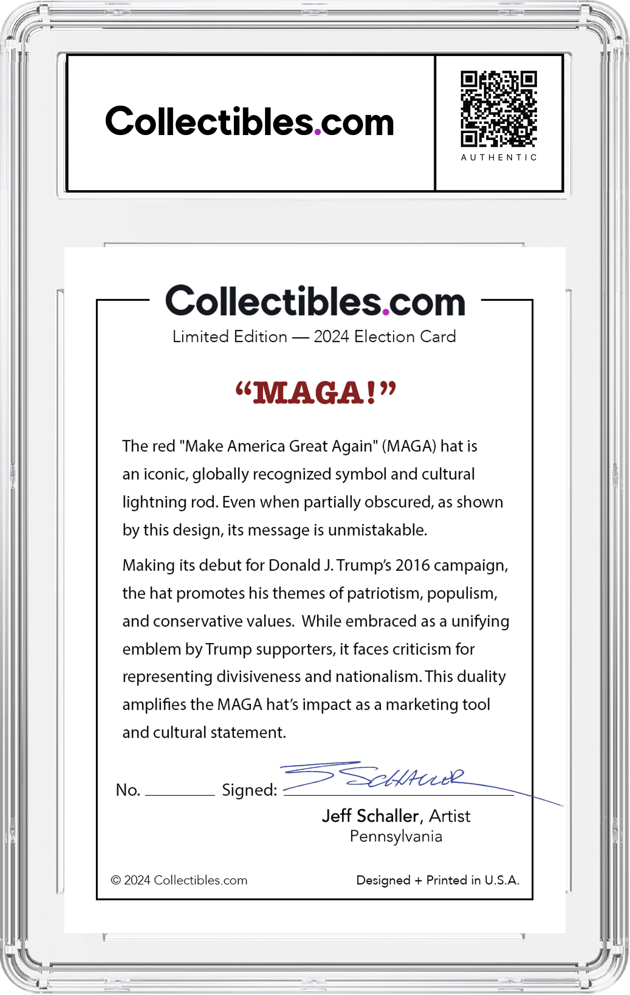 Donald J. Trump "MAGA" Limited Edition - Hand-Signed by Artist